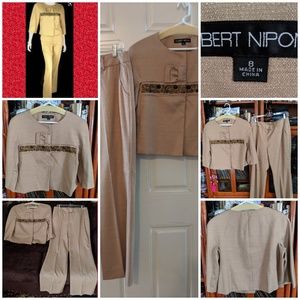 ALBERT NIPON GOLD BEADED PANTS SUIT